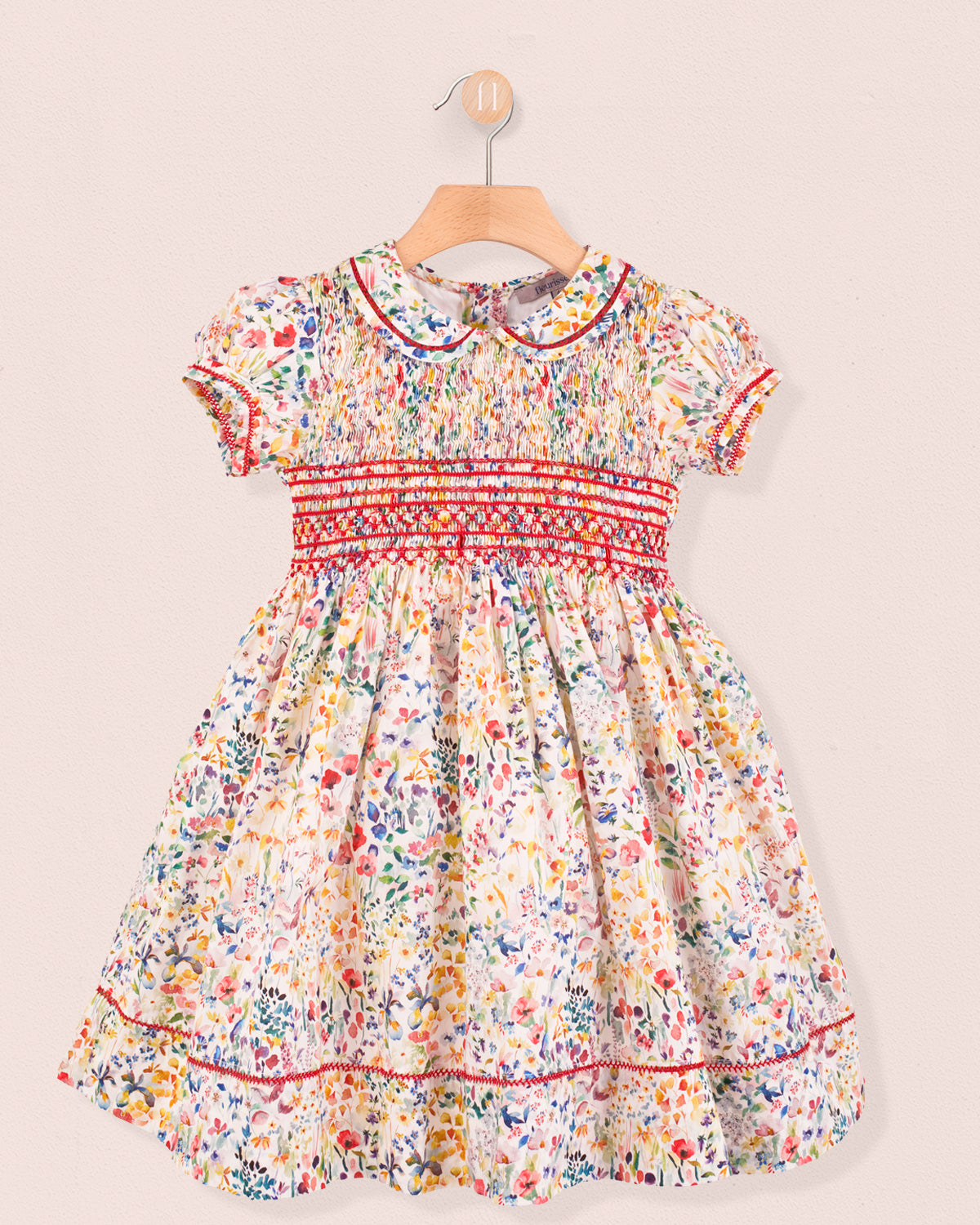 Emma Liberty Felda Coral Smocked Dress